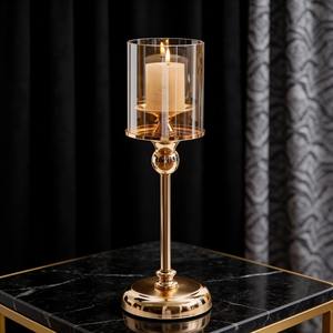 Support de bougie en métal de luxe avec abat-jour en verre, chandelier moderne pour centre de table de mariage, ornement de table - Product Image 3