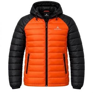 Veste matelassée à capuche pour homme, orange et noire, chaude, imperméable, légère, pour l'hiver et les activités de plein air, One Apex - Product Image 1