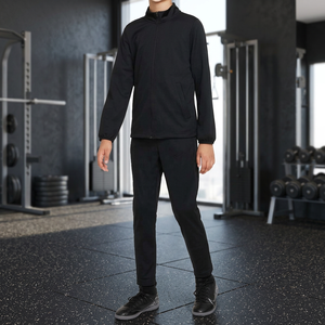 Ensemble de survêtement léger et respirant pour homme, noir, 100 % polyester, hiver, taille plus, à capuche, avec cordon de serrage, col montant, style sportif - Product Image 3