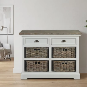 Cómoda Moala Iva de Madera de Teca Sólida, Moderna, Minimalista, Estilo Rústico, para Sala de Estar o Dormitorio, con 6 Cajones, Ecológica, en Color Natural - Product Image 3