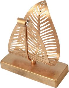 Gold Leaf Metal Napkin <b>Holder</b> Decorative Tabletop <b>Tissue</b> Organizer Elegant <b>Kitchen</b> Dining Display Stand - Product Image 1