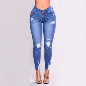 New Arrivals Fashion Skinny <b>Light</b> <b>Blue</b> Denim Pants Ripped Distressed <b>Women</b> <b>Jeans</b> <b>Blue</b> Denim Pants <b>Women</b> - Product Image 6