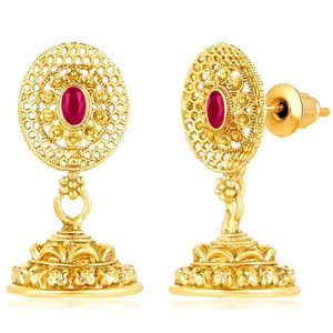 Gold Plated Alloy <b>Necklace</b> and Earring Set with <b>Ruby</b> Stone Classic Women's Wedding Jewelry - Product Image 5