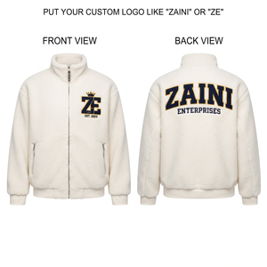 240 GSM Premium Soft Polar Fleece Sherpa <b>Running</b> <b>Jacket</b> White Full Zip Custom Embossed Logo Printing Waterproof Breathable - Product Image 1