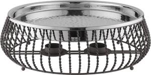 Hammered Stainless Steel Food Warmer Round <b>Buffet</b> <b>Server</b> with Twisted Wire Basket Stand for Hotel Restaurant Catering Display - Product Image 2