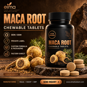 Suplemento de Extracto de Raíz de Maca Halal Elma Food, 60 Tabletas Masticables, Apoyo Energético para Hombres, Metabolismo, Circulación, GMP, HACCP - Product Image 1