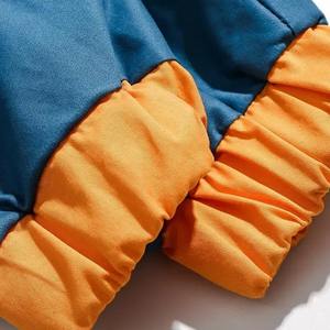 Men's Color Blocking Waterproof Windproof <b>Quilted</b> <b>Jacket</b> Stand Collar Zipper Closure Sporty Style Loose Fit Thick Winter <b>Pattern</b> - Product Image 2