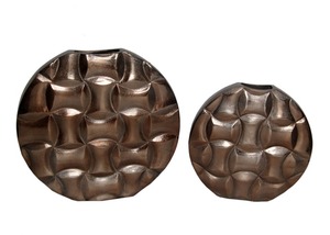 Petits vases à fleurs rectangulaires modernes en aluminium, à couches superposées et nervurés, marron, pour la maison et la décoration de table de mariage - Product Image 4