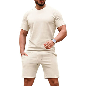 Ensemble de jogging 2 pièces pour homme en coton 100% de haute qualité, respirant et à séchage rapide, avec logo personnalisé, t-shirt à manches courtes, idéal pour l'été - Product Image 4