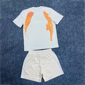 STITCHMODE Custom High Quality Oversize Thick Cotton Screen Printing T Shirts Custom Men Two Piece Acid Wash T Shirt Short Set - Product Image 4