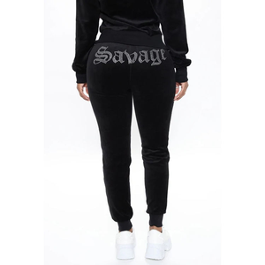 Conjunto de 2 piezas de chándal de terciopelo grueso personalizado para mujer con capucha y pedrería, ideal para venta al por mayor - Product Image 3