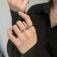 Bague minimaliste double couche empilable croisée, ajustable pour l'index, bijou tendance pour femme