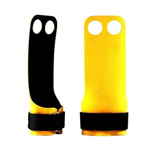 Poignées de gymnastique en cuir à 2 trous pour tractions et musculation, protection de la paume, équipement de fitness personnalisable avec logo - Product Image 1