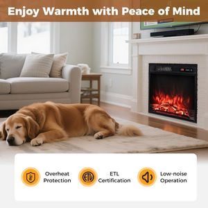Caminetto Elettrico Moderno da Incasso 18 Pollici 750W/1500W con Telecomando, Colori Fiamma LED Regolabili e Funzione Riscaldamento - Product Image 6