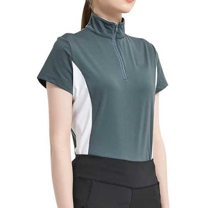 เสื้อขี่ม้าตาข่ายแบบเต็มตัวสำหรับฤดูร้อน แขนสั้น ซิปหน้า เหมาะสำหรับผู้หญิง ใช้เป็นเสื้อชั้นในหรือเสื้อแข่งขี่ม้า - Product Image 2