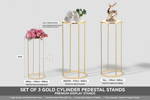 Juego de Mesa de Centro Moderna con Marco Redondo de Metal Dorado y Tapa de Vidrio, Muebles Minimalistas para Sala de Estar - Product Image 3