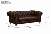 Canapé Chesterfield en cuir véritable trois places, dossier capitonné, accoudoirs roulés, style traditionnel, canapé de salon en cuir
