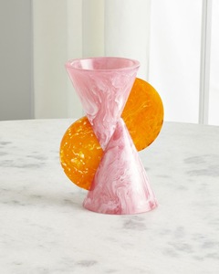 Jarrón de Vidrio Hecho a Mano Moderno Resun con Diseño de Espiral Rosa, Forma Irregular, Decoración Artística - Product Image 2