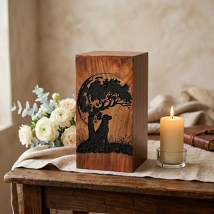 Personalized Wooden Pet Urn For Dogs - Custom Engraved Dog <b>Memorial</b> Keepsake <b>Box</b> Tree Moon Personalized Dog Urn Wooden Pet Urn - Product Image 5