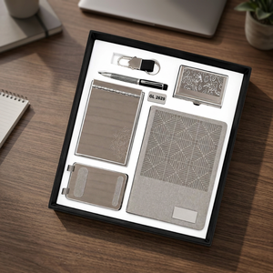 6 In 1 Executive Corporate Gift Set With A5 Notebook <b>Metal</b> Pen <b>Card</b> <b>Holder</b> Mobile Stand Writing Pad And Keychain For Office - Product Image 6