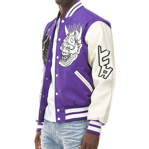 <b>mens</b> premium wool sherpa <b>fleece</b> varsity <b>jacket</b> winter waterproof custom embroidered letterman bomber <b>jacket</b> - Product Image 2