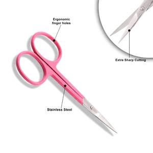 Tijeras de manicura de acero inoxidable de color rosa con cuchillas rectas afiladas para el cuidado de las uñas, herramientas de belleza para adultos, mango de plástico de estilo simple - Product Image 4