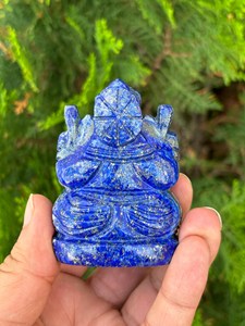 Statue de Ganesha en Lapis Lazuli Naturel |   Idole de Ganesha sculptée à la main en pierre précieuse bleue de 2,75 pouces |   Décoration d'autel spirituel - Product Image 5