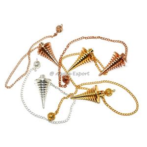 Péndulos de piedra curativa Reiki a precio de fábrica, Péndulo de latón de Metal dorado con forma de OVNI para suministros de adivinación y brujas - Product Image 2