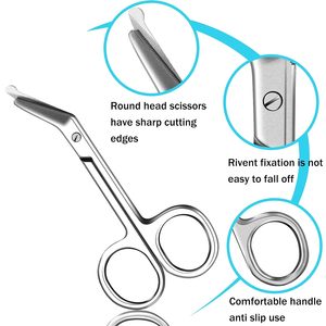 Ciseaux à pansements médicaux en acier inoxydable avec embout de sécurité pour la coupe de pansements et les soins aux patients - Product Image 3