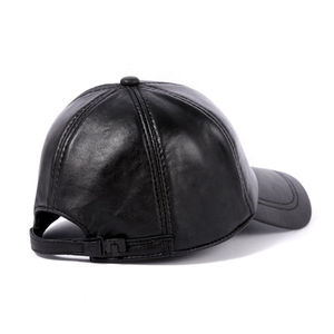 Casquette en cuir de vachette de haute qualité avec logo personnalisé, casquette de baseball vintage pour hommes, réglable, en cuir, pour motards - Product Image 4