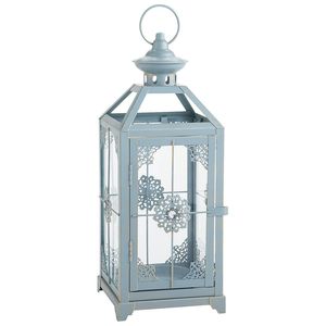 Farol de Hierro Blanco con Paneles de Vidrio y Portavelas para Decoración del Hogar - Product Image 3