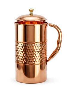 Pichet en cuivre martelé traditionnel avec revêtement en étain, poignée à motif festonné et bec verseur ouvert - Artisanat Ali, Vente directe usine B2B - Product Image 6