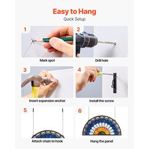 Per Tiffany stile 36X18 pollici vetrata appeso pannello finestra con catena elegante decorazione per la casa - Product Image 6