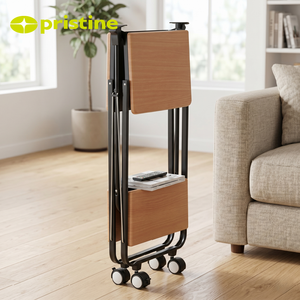 Carrito de Bar Plegable de Hierro Moderno con Superficie de Madera, Diseño Multifuncional y que Ahorra Espacio, Fácil de Montar, para Uso en el Hogar y la Cocina - Product Image 4