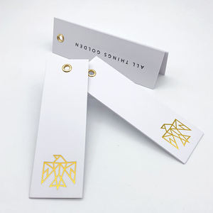 OEM 2026 Printing Factory Custom Printing Swing <b>Tag</b> Gold Foil logo Brand hang <b>Tag</b> with Grommet and String for Clothing - Product Image 4
