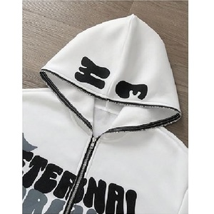 Sweat-shirt à capuche zippé blanc pour homme Eternal Wraith, style streetwear, imprimé graphique, coupe classique, en coton, style automne - Product Image 4