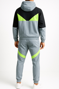 Conjunto Deportivo para Hombre, Gris, con Capucha, Cierre de Cremallera, Bloques de Color, Ligero, Transpirable, Informal - Product Image 2