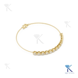 3.00mm Lab Grown Diamond Filled Bezel Set Milgrain Scalloped Edge 14K/18K <b>Solid</b> Gold Unisex Trendy Round Brilliant Cut <b>Bracelet</b> - Product Image 6
