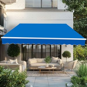 Tenda da Sole Retrattile Blu 339,9 cm P x 300 cm L x 150 cm A, Funzionamento Manuale con Telaio in Acciaio e Telo in Poliestere - Product Image 3