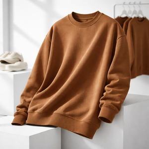 Nueva llegada: Sudaderas de algodón extragrandes para hombre, estilo casual, cuello redondo, manga larga, cálidas, 330 g/m², venta al por mayor - Product Image 1