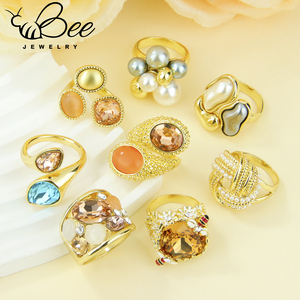 Fashionable Colored Crystal Prom <b>Rings</b> Elegant 14k Italian Designer Unique Handmade <b>Ring</b> <b>Statement</b> Jewelry for Women Party - Product Image 5