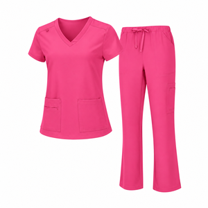 <b>Olive</b> <b>Green</b> Medical Scrub Set <b>Womens</b> V Neck Short Sleeve Pocket Top Drawstring <b>Trousers</b> Nursing Uniform Hospital Clinic Apparel - Product Image 5