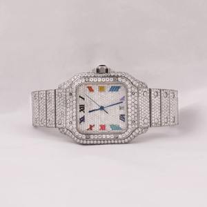 Montre-bracelet pour homme de luxe entièrement sertie de diamants Moissanite couleur blanche, bracelet et cadran personnalisables - Product Image 1