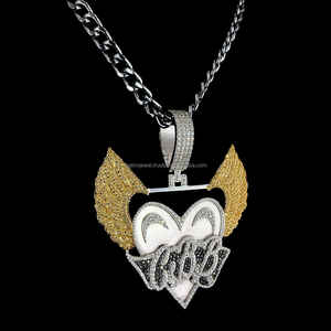 Fabricante de joyas personalizado Moissanite ángulo alas colgante colección Hip Hop joyería 3D último diseño personalizado Moissanite colgante - Product Image 3