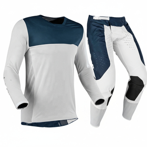 Blue Black Motocross Jersey And Pants Set Breathable Polyester Nylon Men Outdoor Activities Universal Fit Panelled Design - Product Image 3