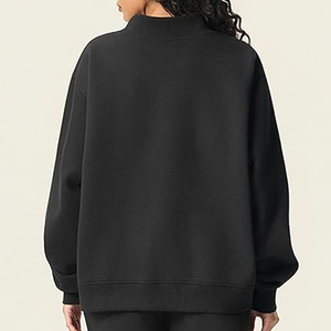 Women's Oversized <b>Black</b> <b>Turtleneck</b> Sweatshirt Drop-Shoulder Full Sleeve Solid Knitted Cotton Autumn Wear - Product Image 2
