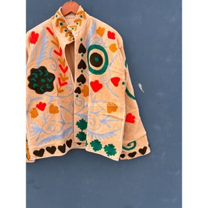 Chaquetas Casuales para Mujer, Chaqueta con Bordado Uzbeko, Chaqueta Estilo Boho Chic, Chaqueta Corta Unisex con Dos Bolsillos Laterales - Product Image 2