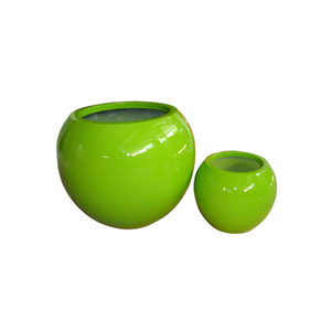 Decorative Fiberglass Planter With UV Resistant Coating Round Outdoor <b>Garden</b> Pot Stylish Premium Container For Home Patio - Product Image 1