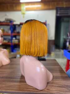 Kim K Closure Blonde Brown Bob Perruque avec 2*6 Lace Closure Super Double Drawn Vietnam Hair Bone Straight - Product Image 4