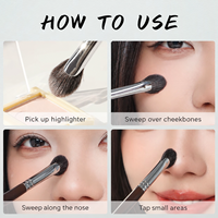 1 Pinceau Éclaircissant en Gros à Poils Naturels et Manche en Bois, Outil de Contour du Visage, Vente Directe Usine, Logo Personnalisé, Marque Privée, OEM, Prêt à Expédier
